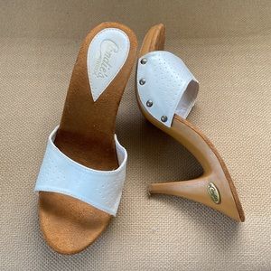 White High Heel Slides